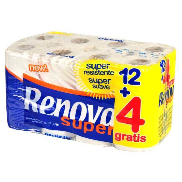 Papel wc. renova 12+4 rollos